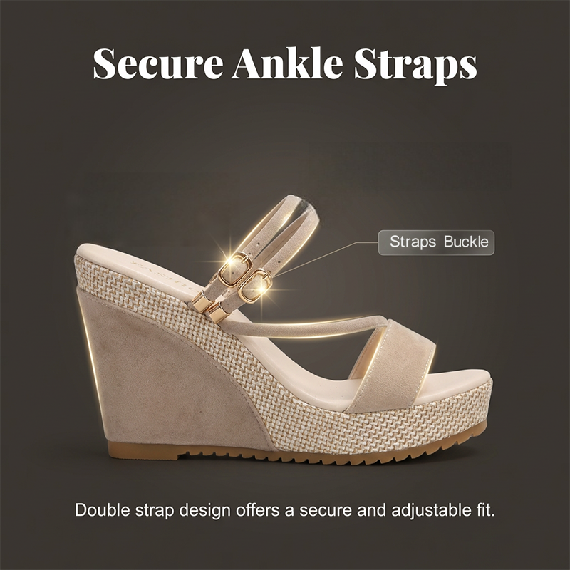 👠 SCONTO DEL 50% A TEMPO LIMITATO! ✨ Sandali da donna con zeppa e tacco alto – Intrecciati, con cinturino alla caviglia, perfetti per il resort 🌴