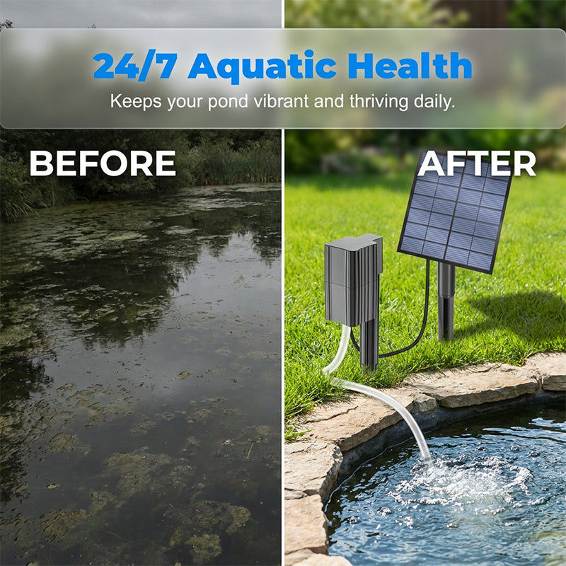 🔥 SCONTO DEL 50% 🐟 Aeratore da laghetto alimentato a energia solare con pompa d'aria integrata ☀️ Ossigena l'acqua in modo efficace – senza costi di elettricità 🌿