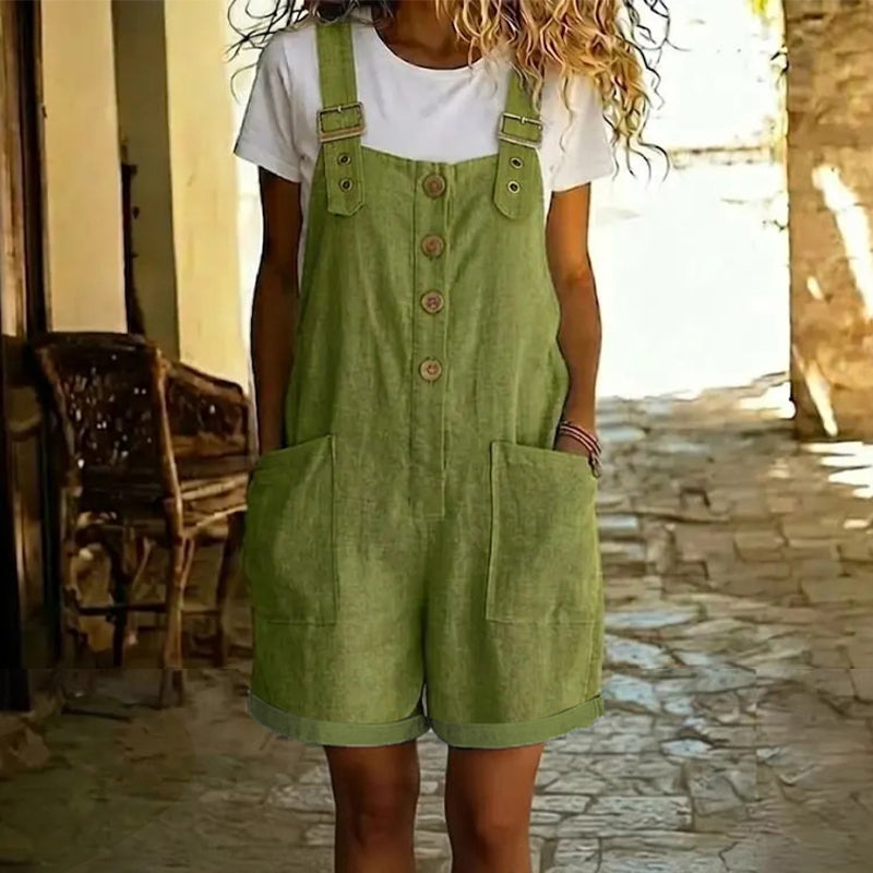 👖50% DI SCONTO! ✨ Tuta monocolore in stile retrò – spalline regolabili, ampie tasche e vestibilità comoda – un capo essenziale perfetto per un look estivo casual ☀️