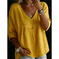 👚 SCONTO DEL 50% IN QUESTO MOMENTO! 🕊️ Top da donna con scollo a V e bordi in pizzo – scollo impero, maniche a 3/4 e linea fluida e vaporosa – romantico e comodo ✨