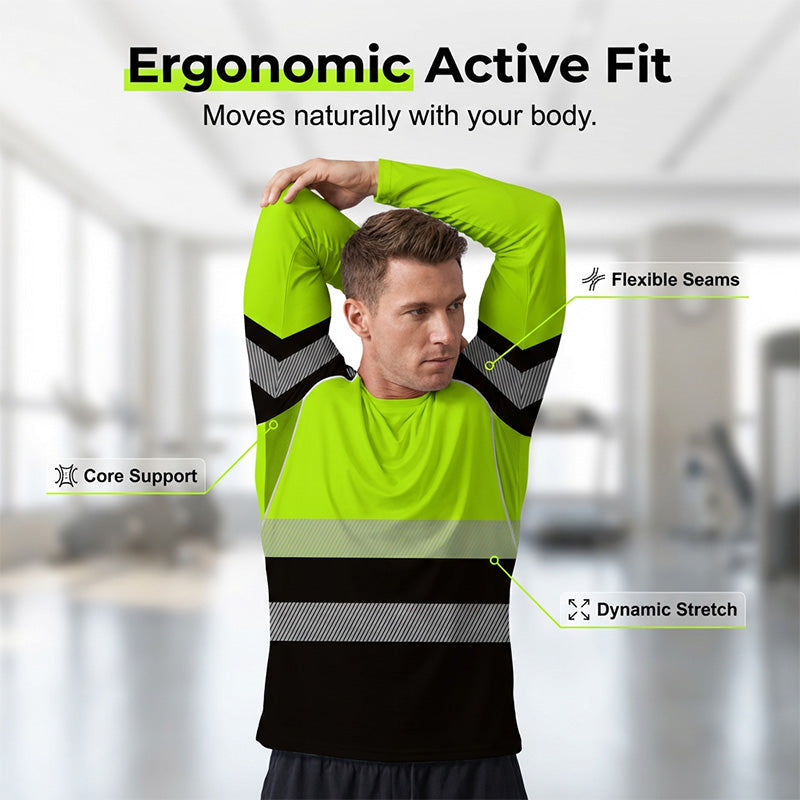 👕50% DI SCONTO! 🏃‍♂️ Maglia a maniche lunghe sportiva da uomo – traspirante e con una stampa discreta – perfetta per le giornate attive, il jogging o il tempo libero – traspirante e comoda 🌿
