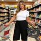 👖50% DI SCONTO! 🌸Pantaloni capri casual da donna, comodi e con elastico in vita