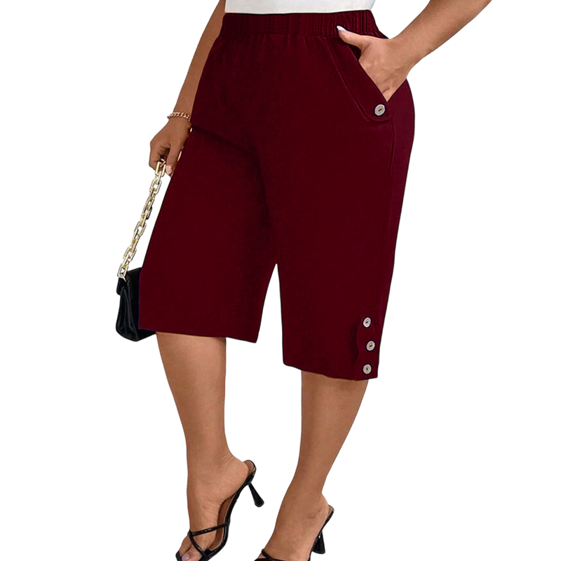👖50% DI SCONTO! 🌸Pantaloni capri casual da donna, comodi e con elastico in vita