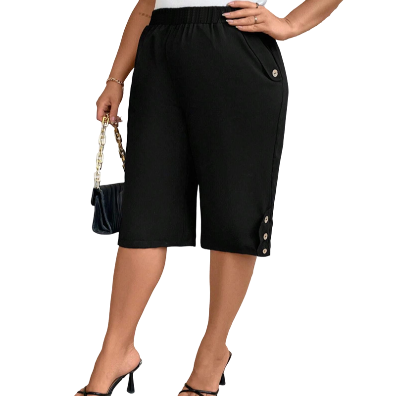 👖50% DI SCONTO! 🌸Pantaloni capri casual da donna, comodi e con elastico in vita