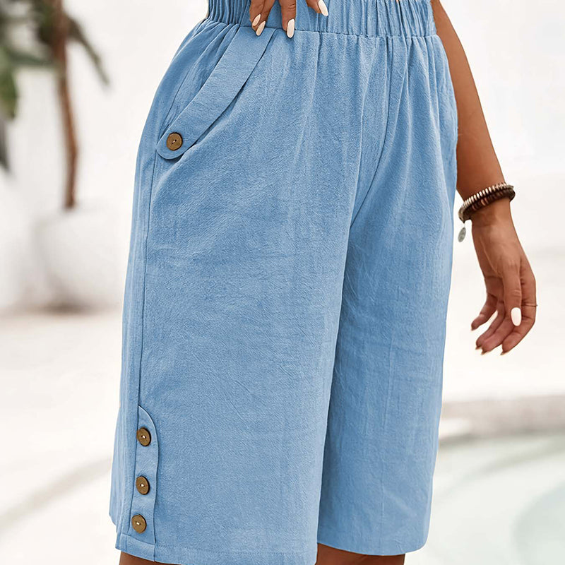 👖50% DI SCONTO! 🌸Pantaloni capri casual da donna, comodi e con elastico in vita