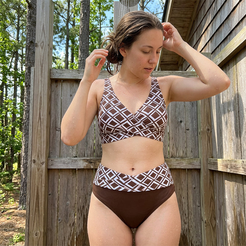 🌊Saldi estivi: 50% di sconto🏝️👙Set bikini a due pezzi da donna a vita alta🏖️