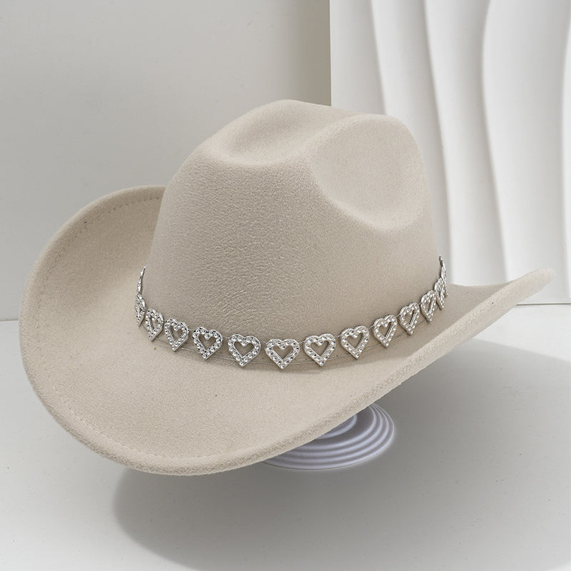 🤠 SCONTO DEL 50%! 💖 Cappello da cowboy da donna con cuore in strass – Elegante fedora in stile jazz francese – Dettagli scintillanti, leggero e regolabile – perfetto per festival, feste o per un look estivo chic 🎶
