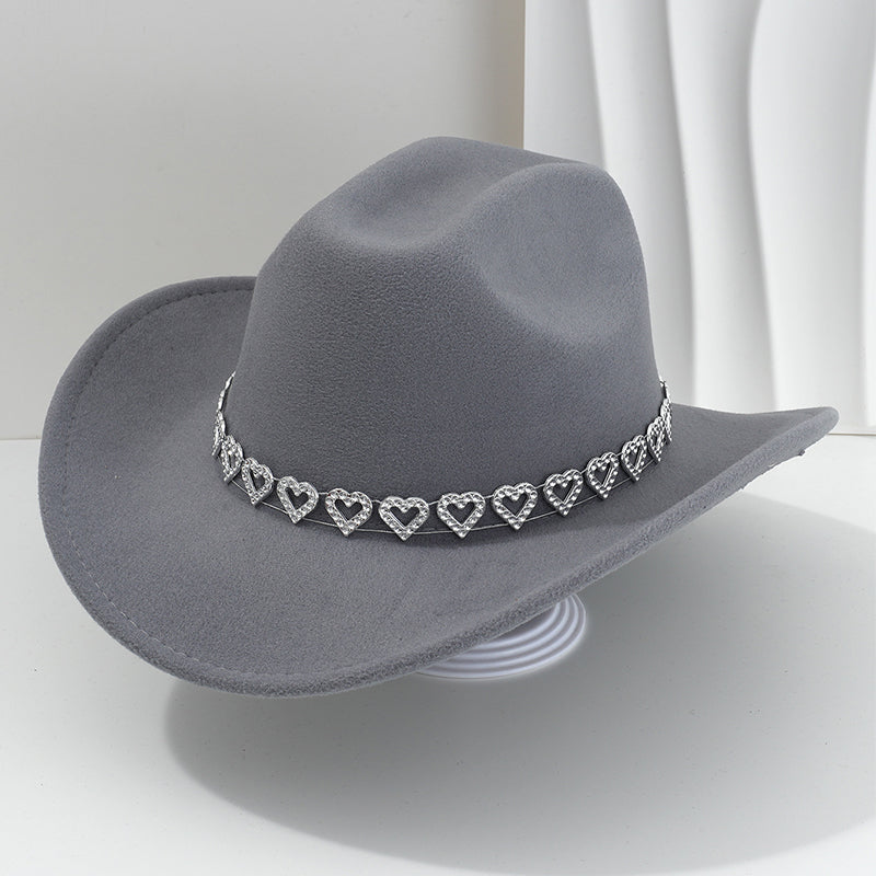 🤠 SCONTO DEL 50%! 💖 Cappello da cowboy da donna con cuore in strass – Elegante fedora in stile jazz francese – Dettagli scintillanti, leggero e regolabile – perfetto per festival, feste o per un look estivo chic 🎶