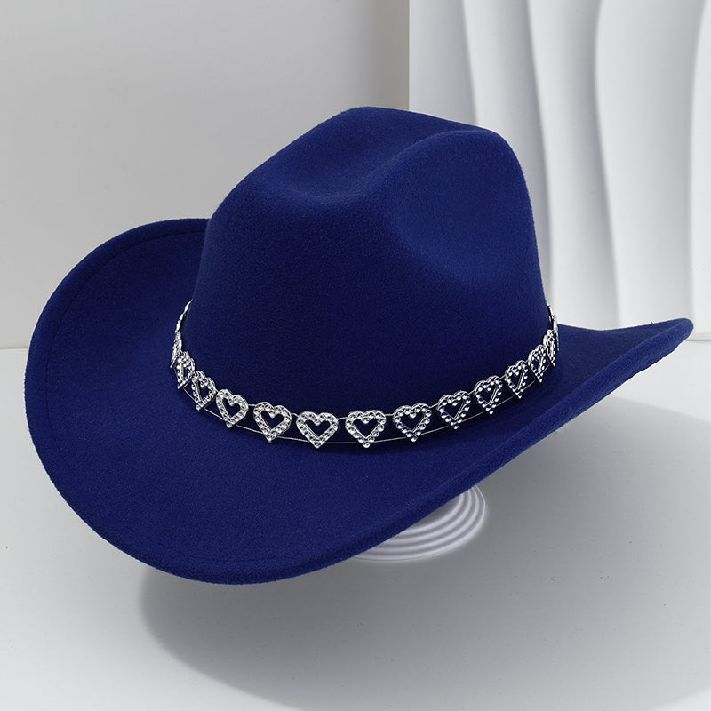 🤠 SCONTO DEL 50%! 💖 Cappello da cowboy da donna con cuore in strass – Elegante fedora in stile jazz francese – Dettagli scintillanti, leggero e regolabile – perfetto per festival, feste o per un look estivo chic 🎶