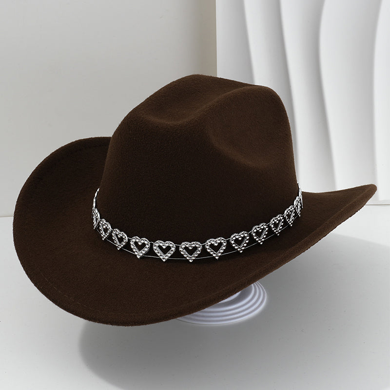 🤠 SCONTO DEL 50%! 💖 Cappello da cowboy da donna con cuore in strass – Elegante fedora in stile jazz francese – Dettagli scintillanti, leggero e regolabile – perfetto per festival, feste o per un look estivo chic 🎶