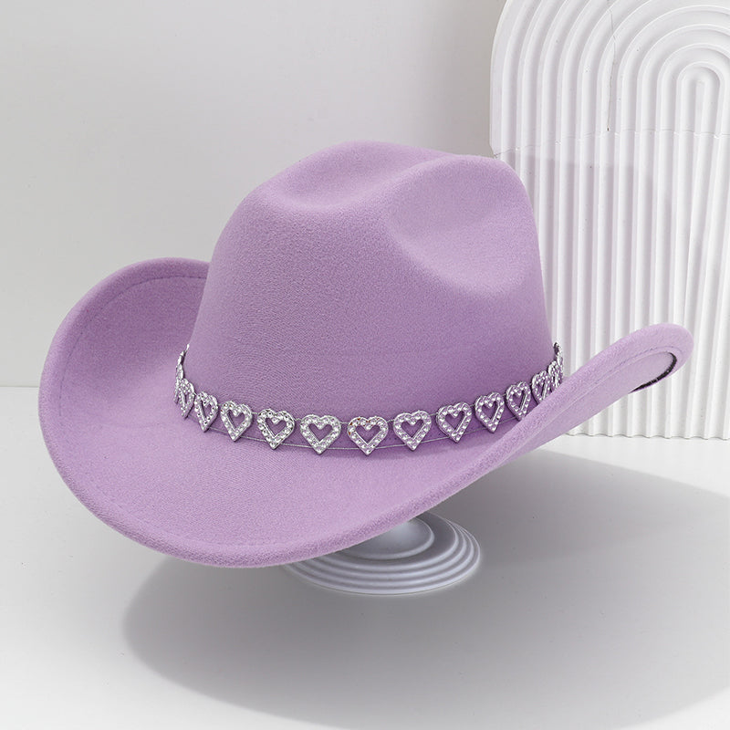 🤠 SCONTO DEL 50%! 💖 Cappello da cowboy da donna con cuore in strass – Elegante fedora in stile jazz francese – Dettagli scintillanti, leggero e regolabile – perfetto per festival, feste o per un look estivo chic 🎶