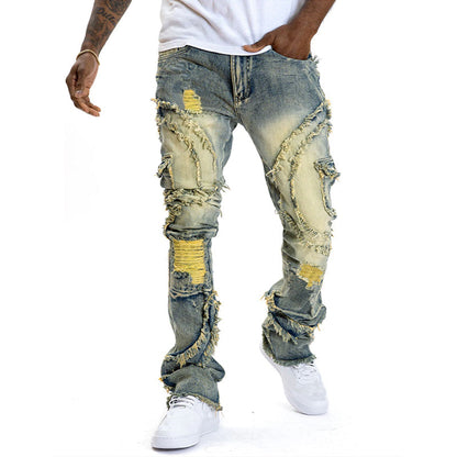 👖50% DI SCONTO! ✨ Jeans classici elasticizzati con gamba svasata da uomo – Lavaggio vintage e dettagli patchwork – Denim di alta qualità, perfetti per uno stile smart-casual – comodi ed eleganti 🔥
