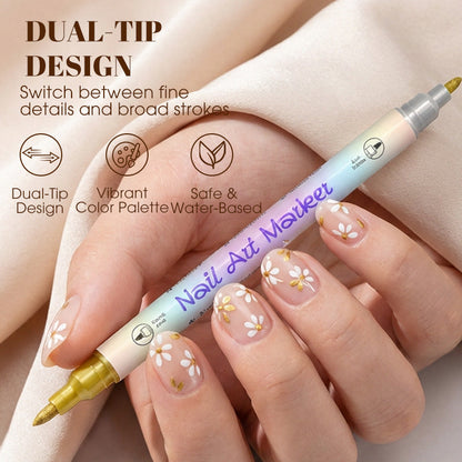 ✍️ SCONTO DEL 50%! 💅 Penna per nail art con punta 2 in 1 – Linee e dettagli precisi – Ideale a casa o in viaggio – Nail art pulita e professionale senza troppa fatica ✨