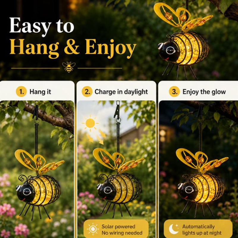 🌙🍃🪴 OFFERTA LIMITATA 50% DI SCONTO! Luce Solare a Forma di Ape – Bagliore Ambrato Caldo, Senza Sfarfallio, Perfetta per Feste in Giardino, Campeggio o Camerette – Porta Gioia Giorno e Notte 🌞🌜
