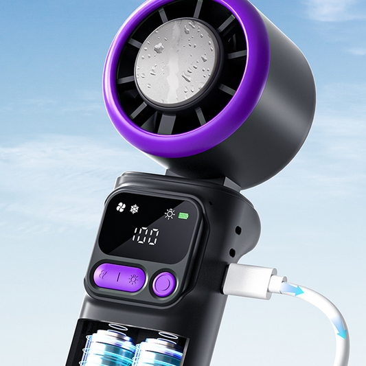 ❄️🌬️ SCONTO DEL 50%! Ventilatore portatile con piastra di compressione del ghiaccio – Raffreddamento evaporativo, 3 impostazioni di velocità e batteria ricaricabile – Perfetto per le giornate calde, l’ufficio e all’aperto ✨