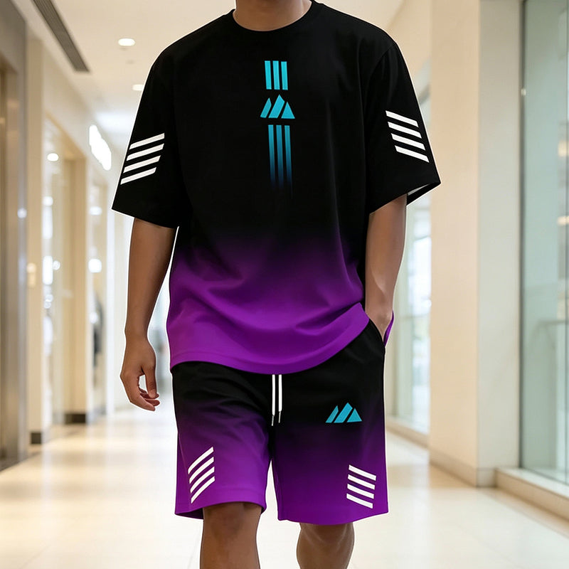 👕 50% DI SCONTO ORA! ☀️ Set T-Shirt & Pantaloncini Sfumati da Uomo – Stile Cool, Zero Pensieri 🩳