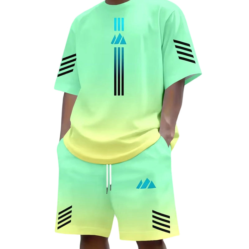 👕 50% DI SCONTO ORA! ☀️ Set T-Shirt & Pantaloncini Sfumati da Uomo – Stile Cool, Zero Pensieri 🩳