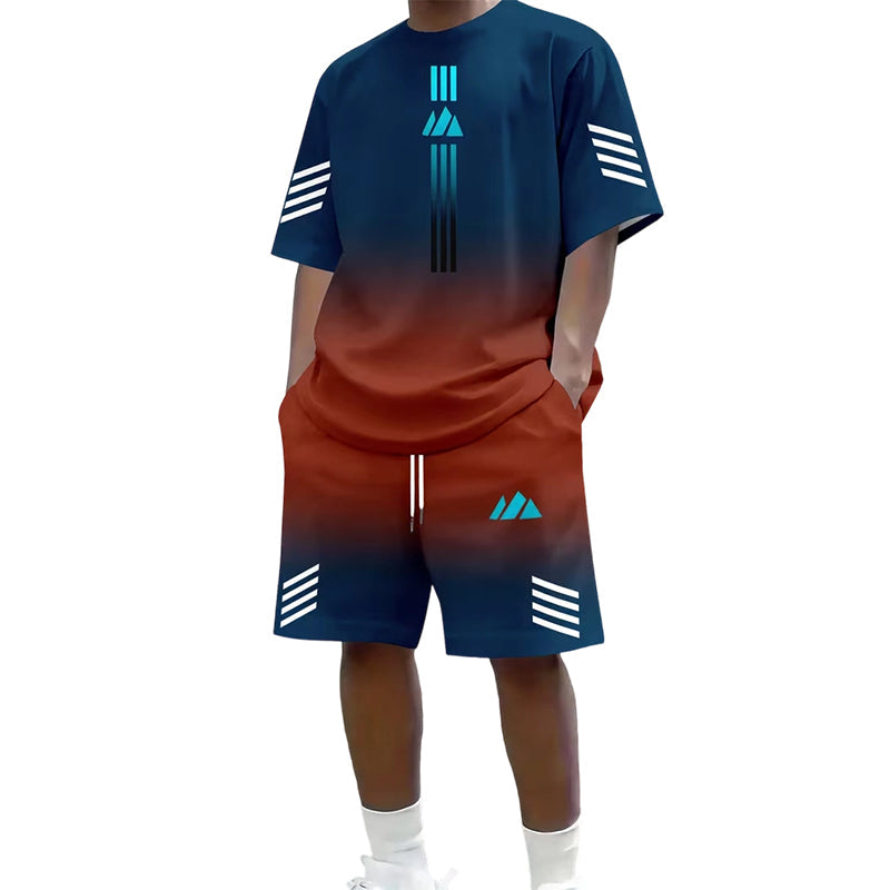 👕 50% DI SCONTO ORA! ☀️ Set T-Shirt & Pantaloncini Sfumati da Uomo – Stile Cool, Zero Pensieri 🩳