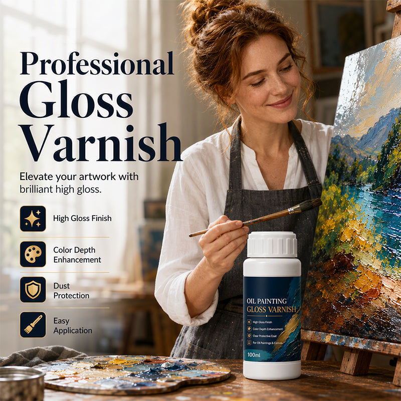 🎨 Vernice Lucida Professionale per Dipinti ad Olio ✨🖼️ - Brillantezza Istantanea | Profondità Colori | Auto-Livellante | Anti-Polvere | 100ml + Pennello | 50% DI SCONTO