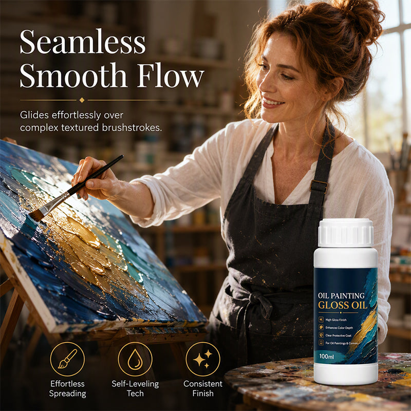 🎨 Vernice Lucida Professionale per Dipinti ad Olio ✨🖼️ - Brillantezza Istantanea | Profondità Colori | Auto-Livellante | Anti-Polvere | 100ml + Pennello | 50% DI SCONTO