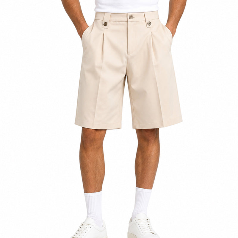👔 SCONTO DEL 50%! 🩳 Pantaloni da completo corti da uomo con fondo largo in stile casual – Abbigliamento comodo per tutti i giorni