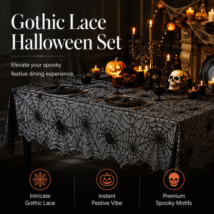 🎃SCONTO DEL 50% A TEMPO LIMITATO! ⏰Set di tovaglia e tovagliette con motivi spettrali di Halloween