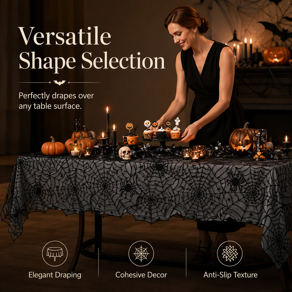 🎃SCONTO DEL 50% A TEMPO LIMITATO! ⏰Set di tovaglia e tovagliette con motivi spettrali di Halloween