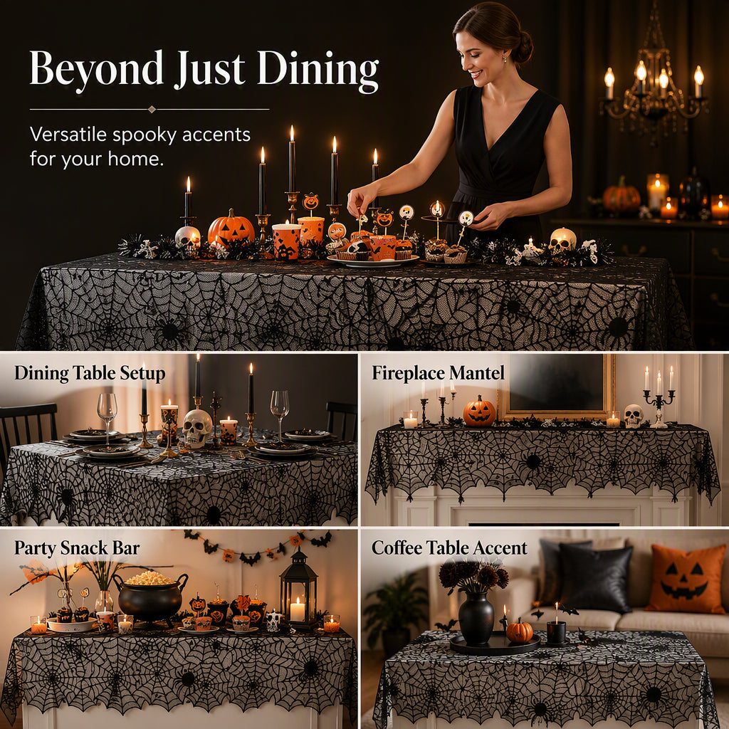 🎃SCONTO DEL 50% A TEMPO LIMITATO! ⏰Set di tovaglia e tovagliette con motivi spettrali di Halloween