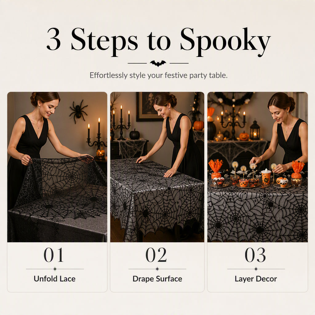 🎃SCONTO DEL 50% A TEMPO LIMITATO! ⏰Set di tovaglia e tovagliette con motivi spettrali di Halloween